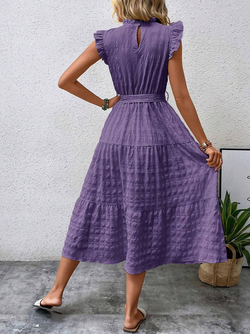 CV | doamnelor ruffle ruffle trim ruffle tiv centura tiv rochie lungă